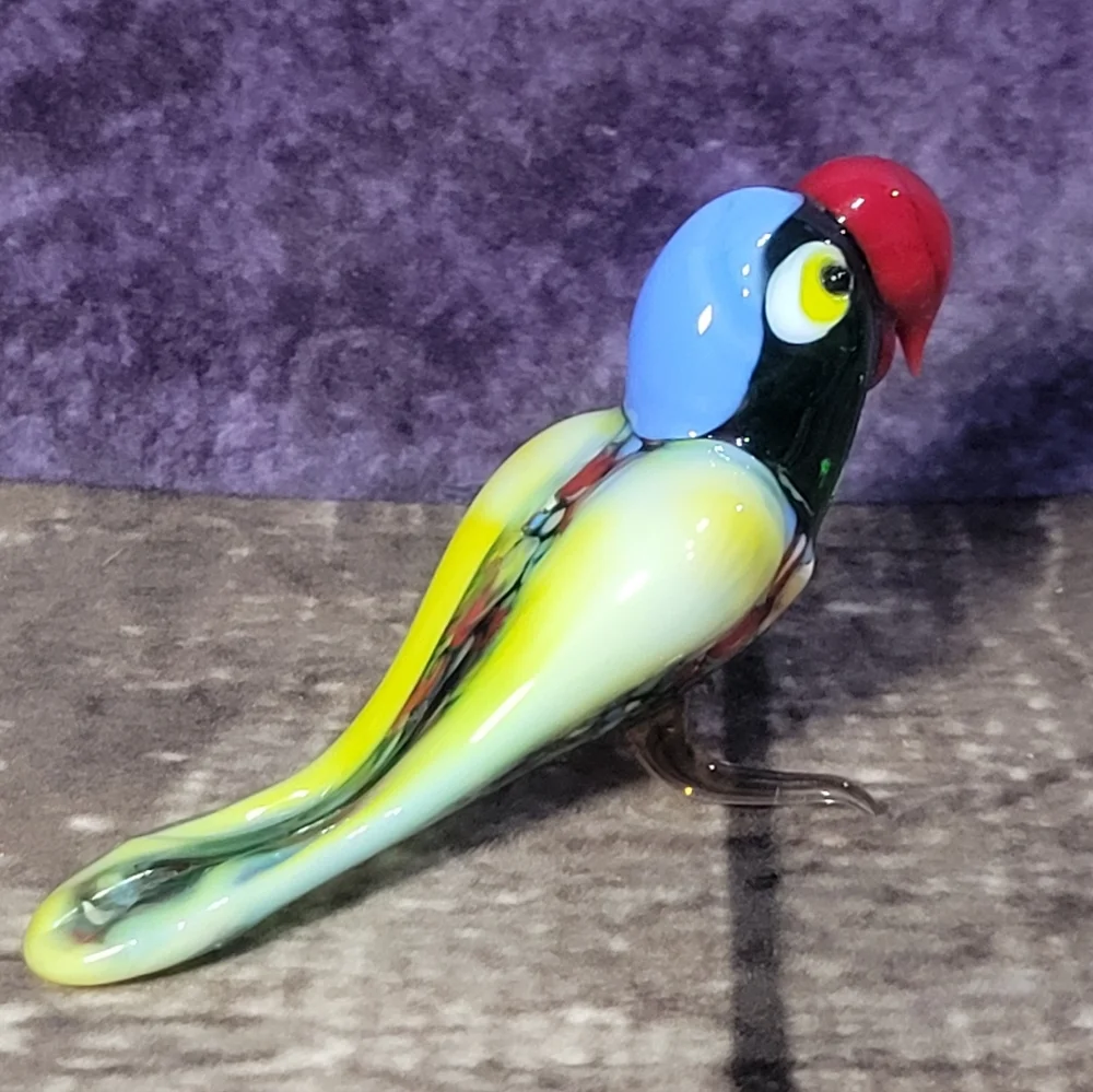 Fine Quality Russian Hand Blown‎ Lampwork Glass Parrott Figurine